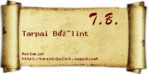 Tarpai Bálint névjegykártya