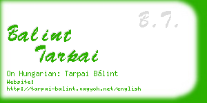 balint tarpai business card